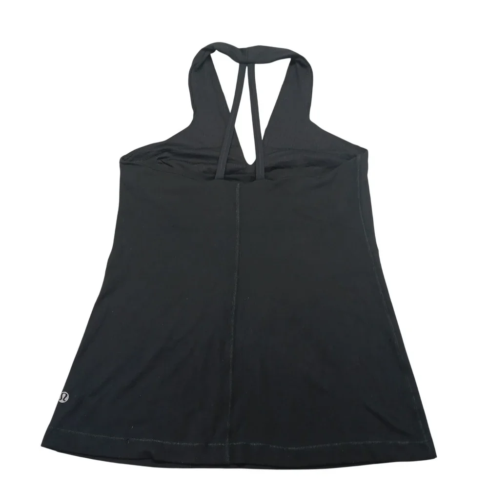 Lululemon Black Strappy Halter Racerback Yoga Tank Top with Built-in Bra Size 8
